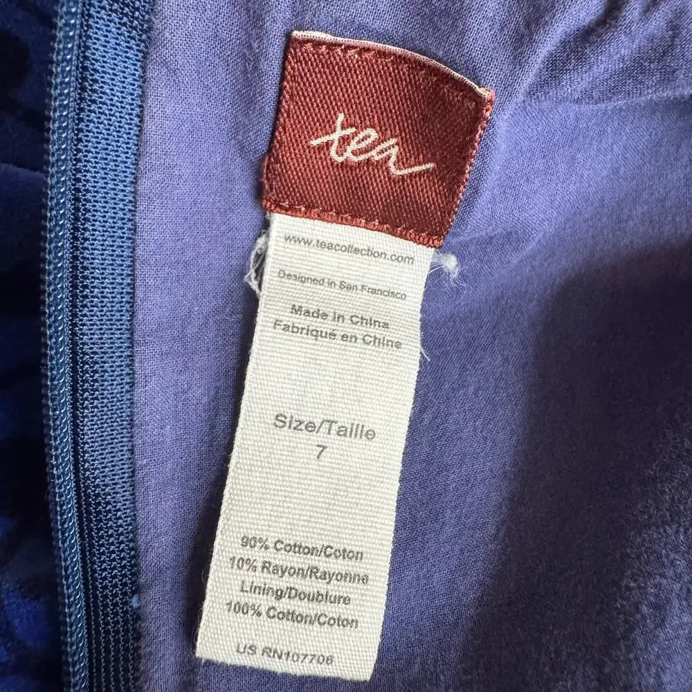 Tea Collection Blue‎ Velvet Patterned Dress Girls 7 Pockets Soft Sleeveless